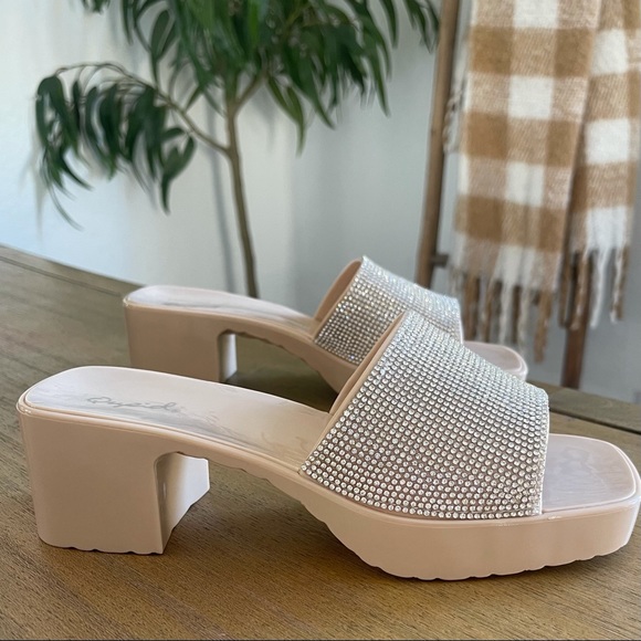 Rhinestone band jelly block heel holiday shoes - Picture 8 of 11